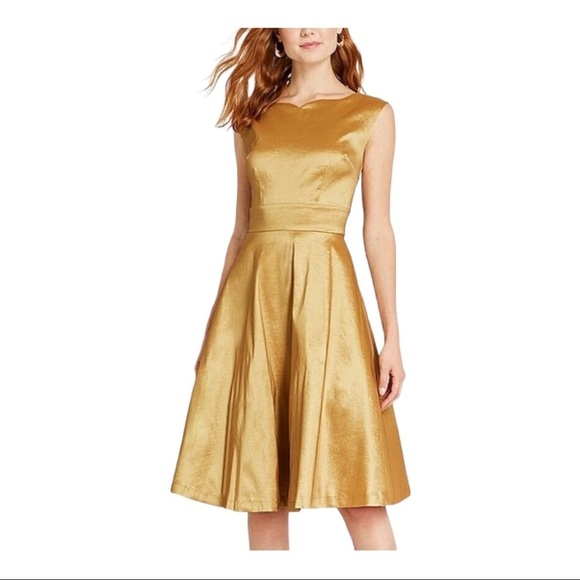 Modcloth Gold Midi Dress - Picture 1 of 13